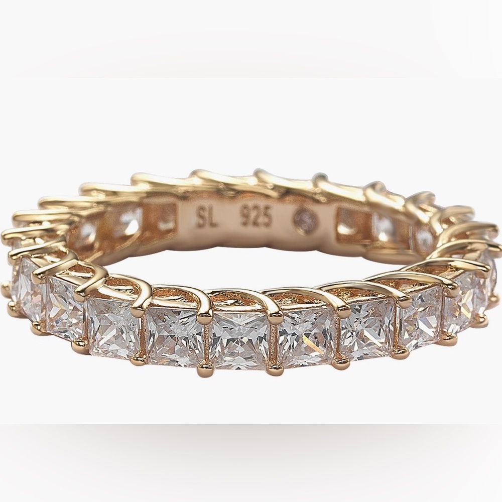 SUZY LEVIAN Sterling Silver & Square Sapphire Eternity Ring